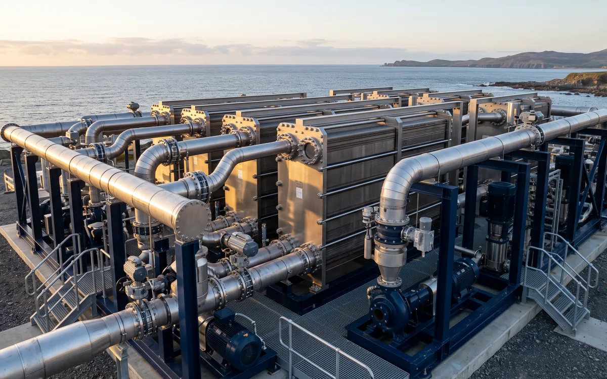 Seawater heat exchange plant