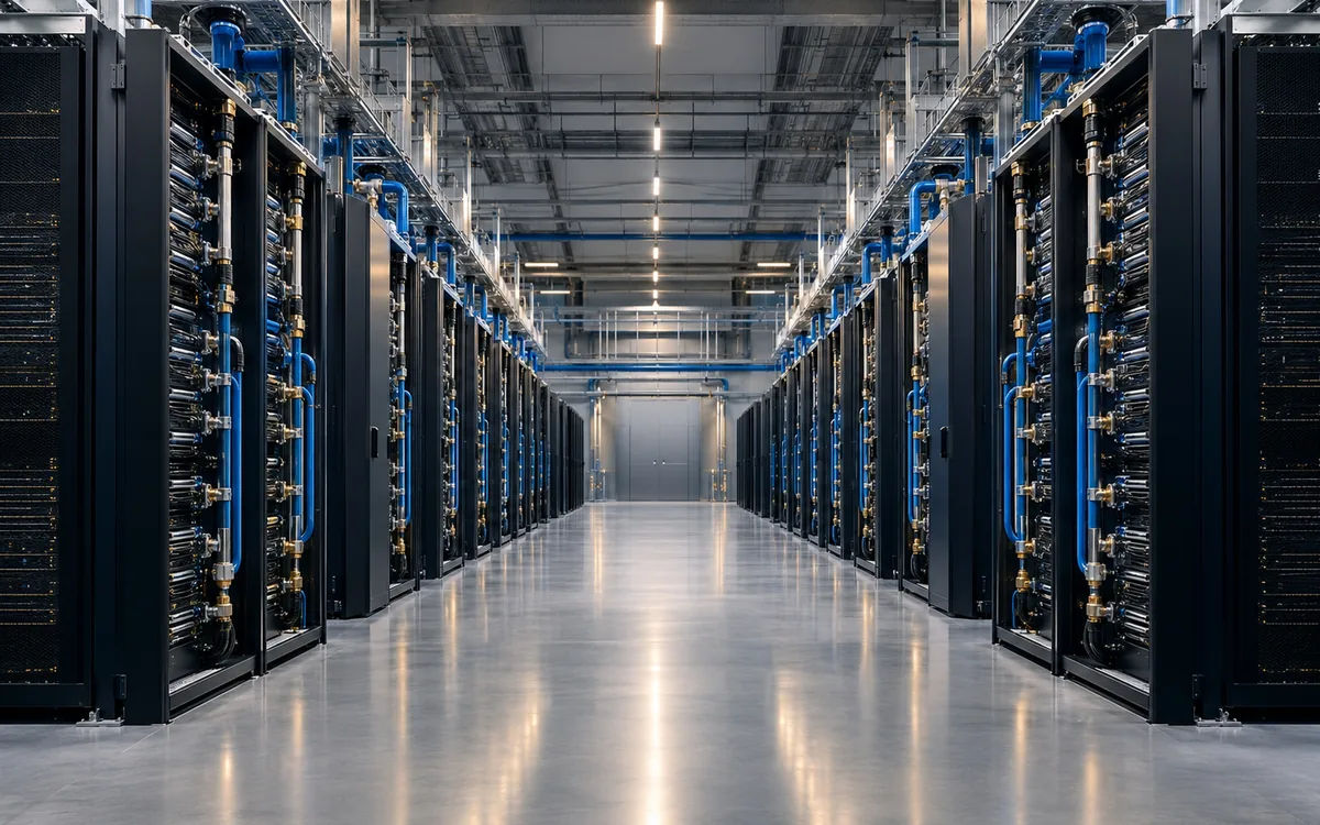 A data hall aisle under management
